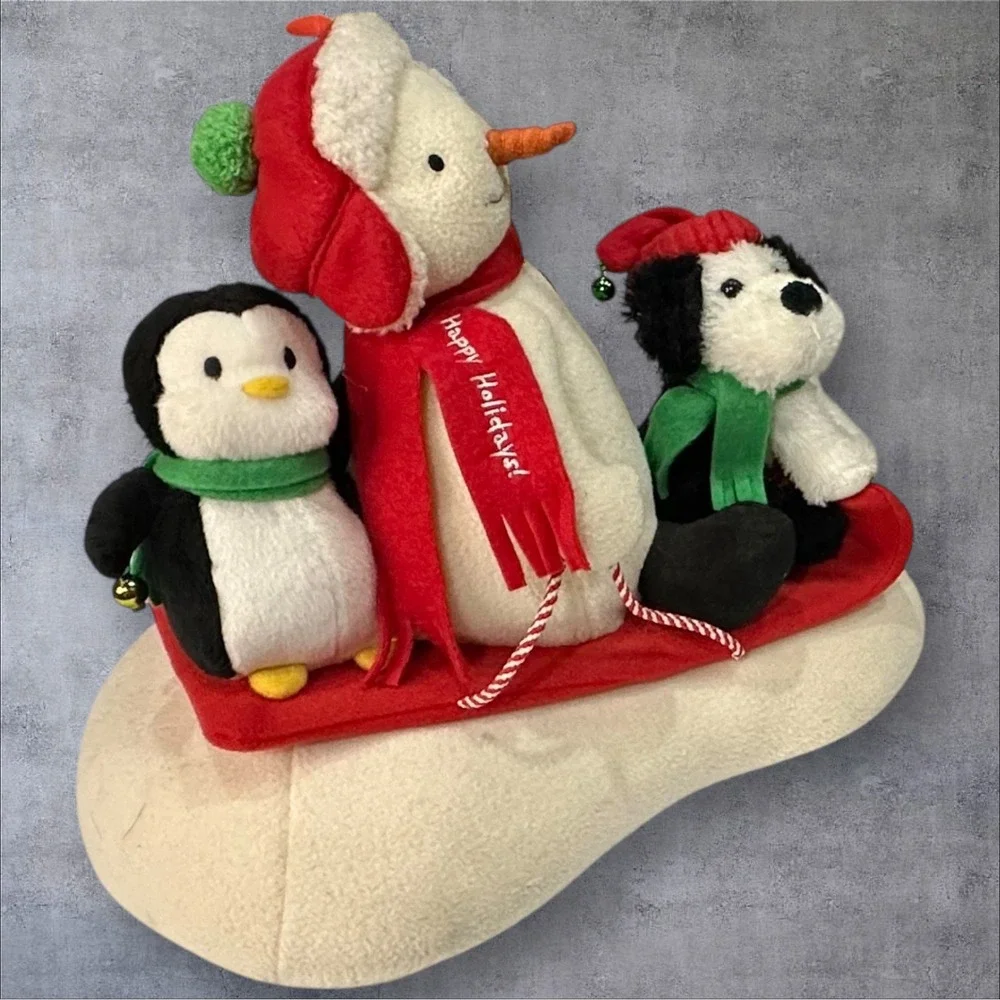 Hallmark Musical Plush Sleigh Ride Snowman Penguin Dog Christmas Tested/Works